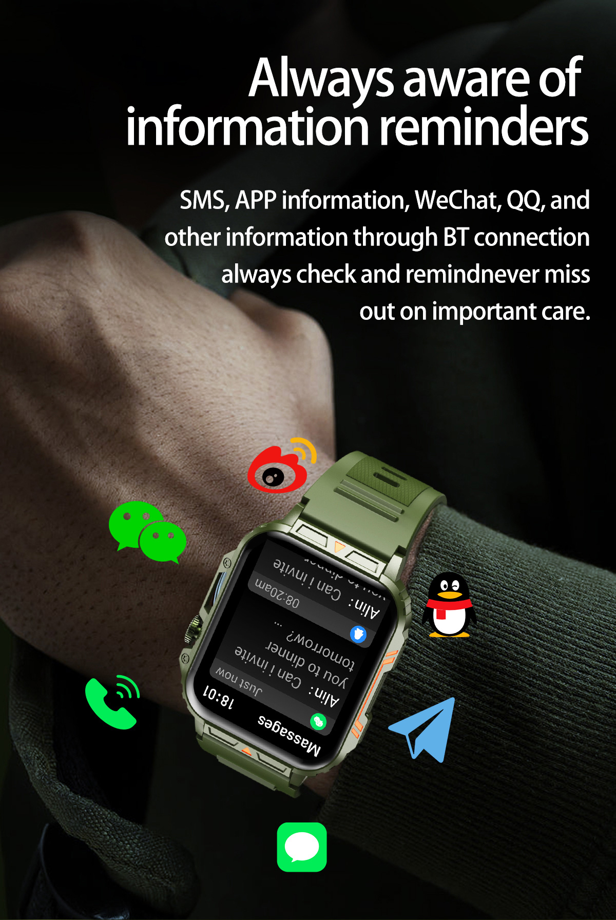1.91 Outdoor Military Smart Wa - Smartwatch Face recension och pris