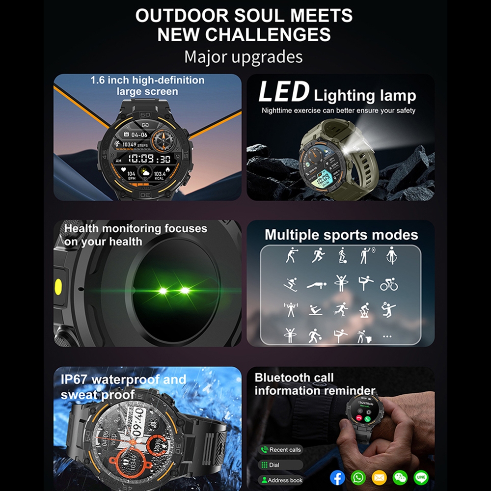 Outdoor Military Rugged Smartw - Smartwatch Face recension och pris
